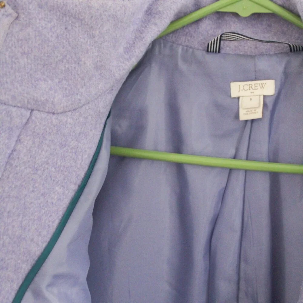 J. Crew Factory Cocoon Lavender Pea Coat Size 6 - GUC - Picture 4 of 11